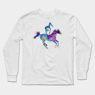 Girl Equestrian Vaulting Watercolor Long Sleeve T-Shirt